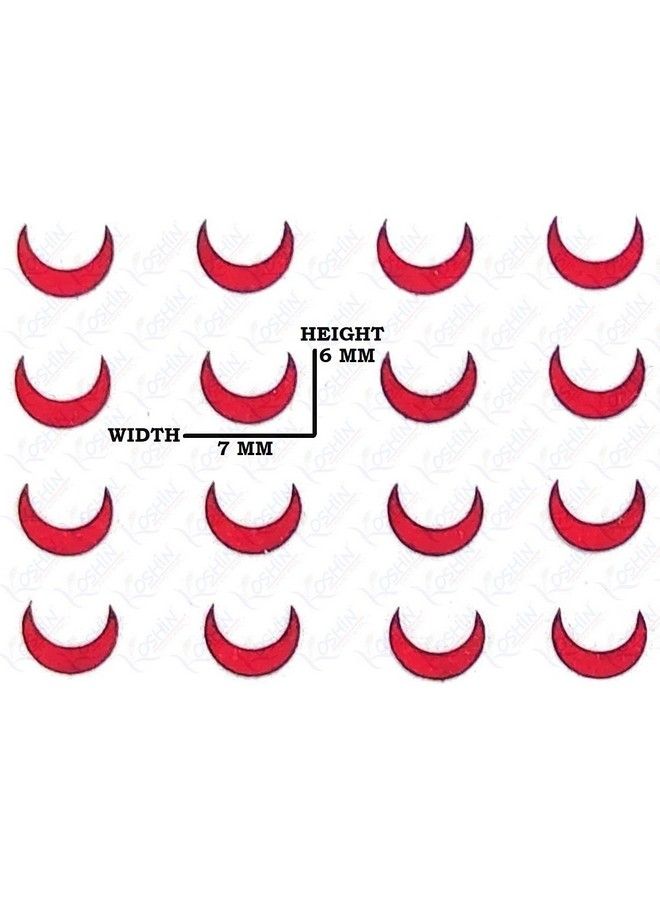 KOSHIN Red Half Moon Shape With Black Outline Medium Size Height 6Mm X Width 7Mm Forehead Bindi For Girls Women Ladies (Red Chand Bindi) Pack 2  - Image 5