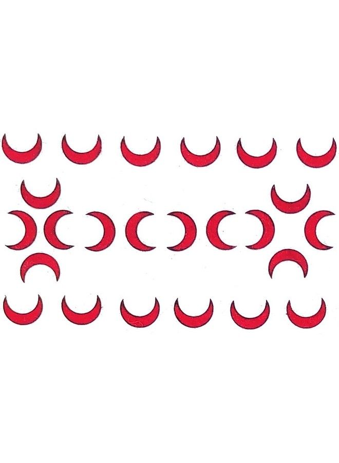 KOSHIN Red Half Moon Shape With Black Outline Medium Size Height 6Mm X Width 7Mm Forehead Bindi For Girls Women Ladies (Red Chand Bindi) Pack 2  - Image 3