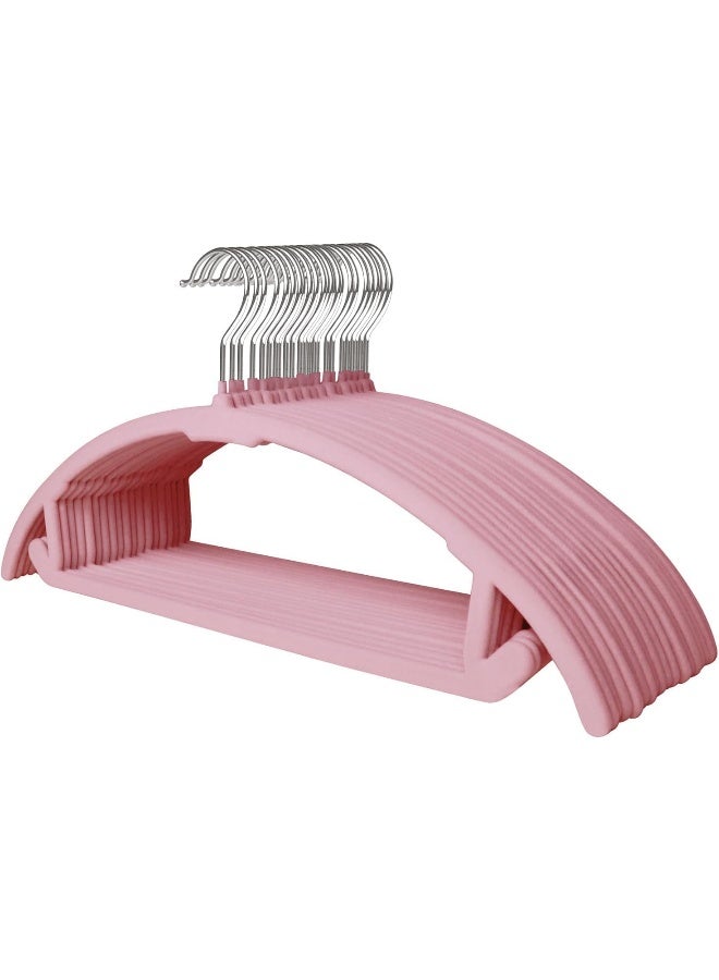 ManGotree 17.6'' Velvet Clothes Hangers, Non-Slip Rounded Felt Hangers, Sturdy & Space-Saving Suit Hangers For Sweaters, Pants, Dresses, Skirts, Coats (Pink, 10 Pack) - Image 1