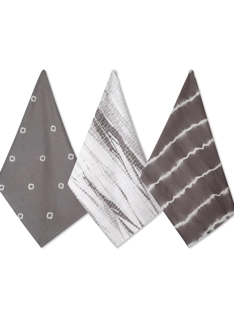Folkulture Folkulture Kitchen Towels and Dish Towels Set of 3 Boho Tea Towels with Hanging Loop Modern Decorative Cotton Dishtowels and Dish Cloths Sets for Farmhouse Decor, 20x26 Inches Indie Gray