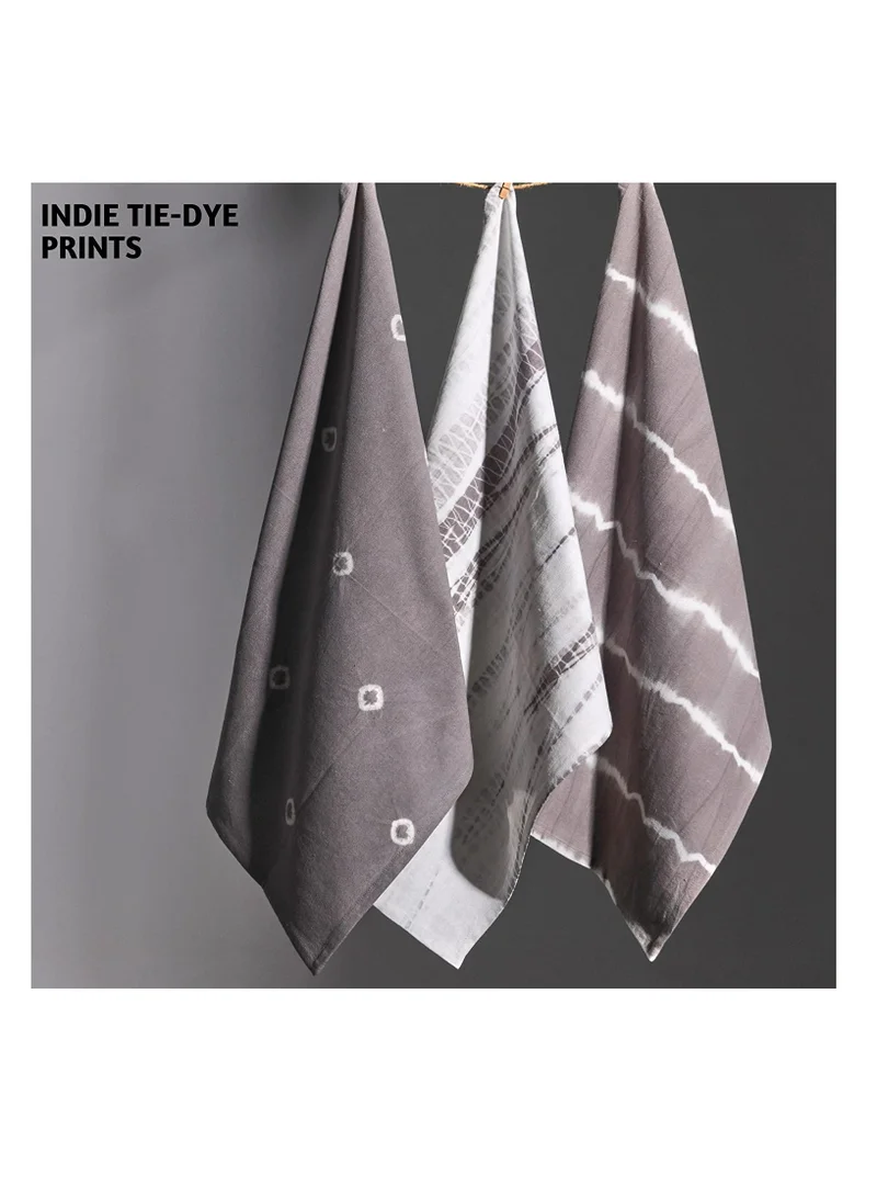 Folkulture Folkulture Kitchen Towels and Dish Towels Set of 3 Boho Tea Towels with Hanging Loop Modern Decorative Cotton Dishtowels and Dish Cloths Sets for Farmhouse Decor, 20x26 Inches Indie Gray