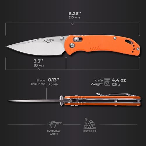 Firebird GANZO F753M1 Pocket Folding Knife G-10 Anti-Slip Handle with Clip 440C Stainless Steel Blade Camping Fishing Outdoor Folder EDC Knife (Orange) - Image 2