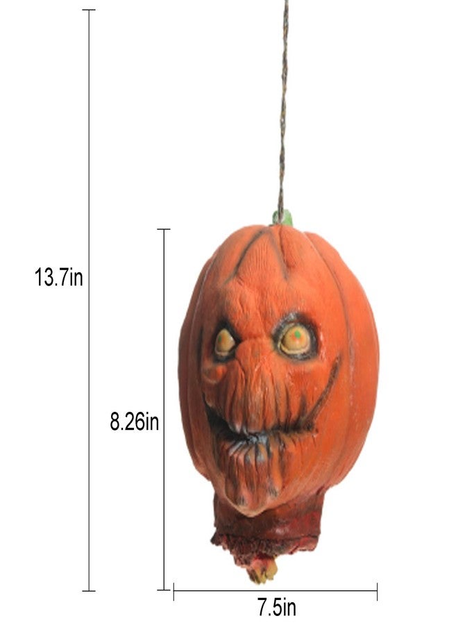 TKYGU Halloween Decoration Props, Terrifying Hanging Cut Head Life-Sized Bloody Latex Pumpkin Head Haunted House Halloween Party Yard bar Decoration - Image 2