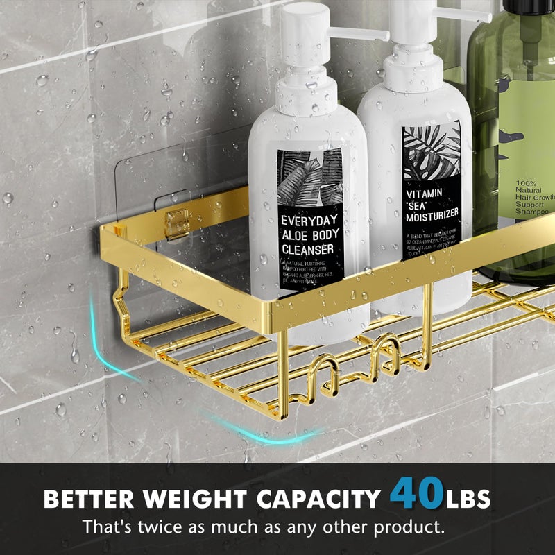 Moforoco Shower Caddy Shelf Organizer Rack, Self Adhesive Black Bathroom Shelves Basket, Home Farmhouse Wall Inside Organization and Storage Decor Rv Accessories, First Camper Apartment Essentials - Image 3