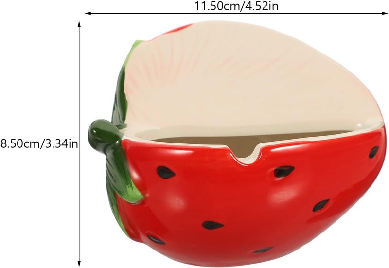 Strawberry Shape Ceramic Ashtray Decorative Fruit Ash Holder Tabletop Ash Stand for Home Smoking Area - Image 2