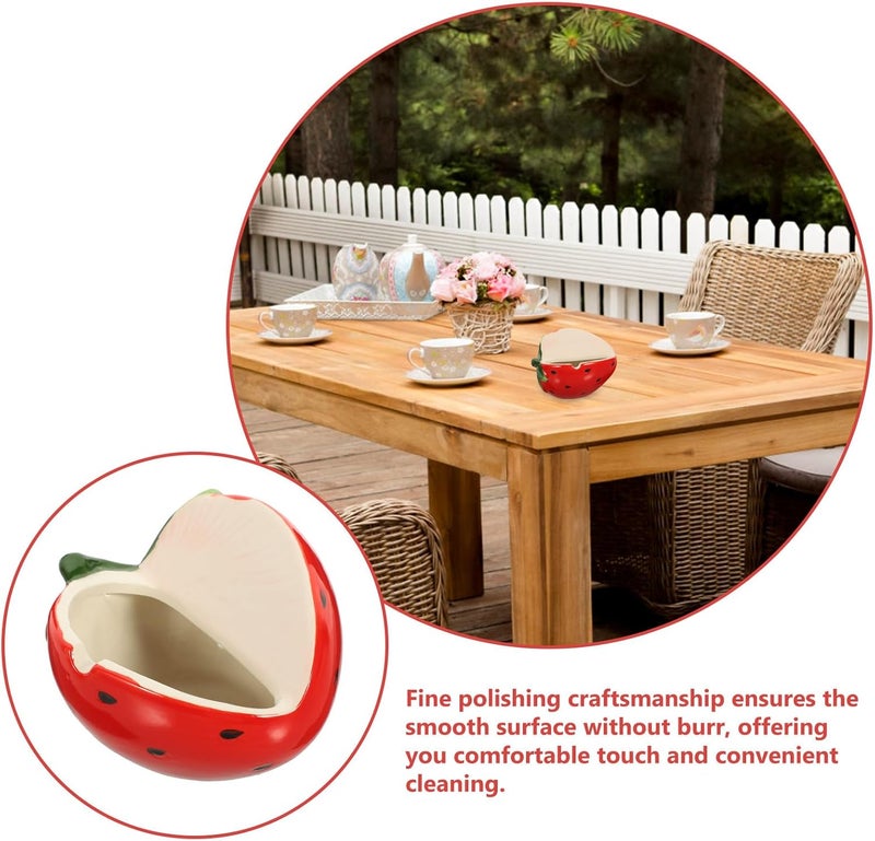 Strawberry Shape Ceramic Ashtray Decorative Fruit Ash Holder Tabletop Ash Stand for Home Smoking Area - Image 5