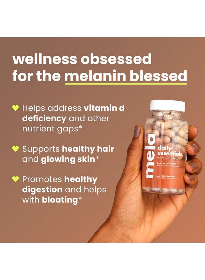 Mela Daily Essentials Multivitamin for Melanated Women - High-Dose Vitamin D3 and B12, Probiotics, Lion's Mane, Ceylon Cinnamon - Vegan, Gluten Free, Non-GMO, 30 Day Supply (60 Capsules) - Image 3