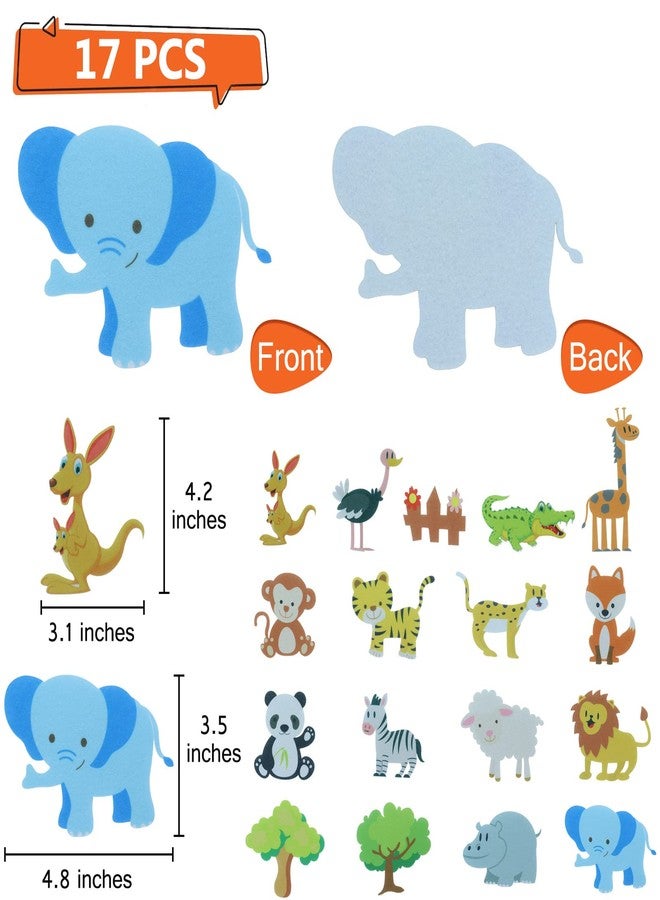 BXI 17 Pcs Zoo Animals Felt Board Story Pieces Set for Toddlers, Preschool & Kindergarten, Precut Felt Jungle Animals Figures for Preschool Crafts Activity Early Learning Storytelling - Image 2