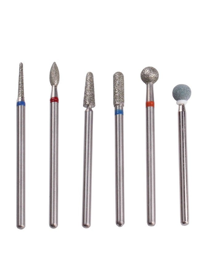 MZCMSL Russian Cuticle Drill Bit Set With Case,6Pcs Cuticle Remover Bits (Needle,Ball,Flame,Cylinder,Tapered),Diamond Nail Bit Stone Bit - Image 1