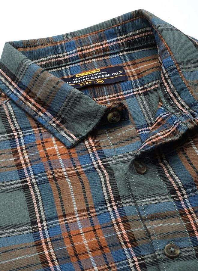 The Indian Garage Co Green Checked Regular Fit Shirt - Image 5
