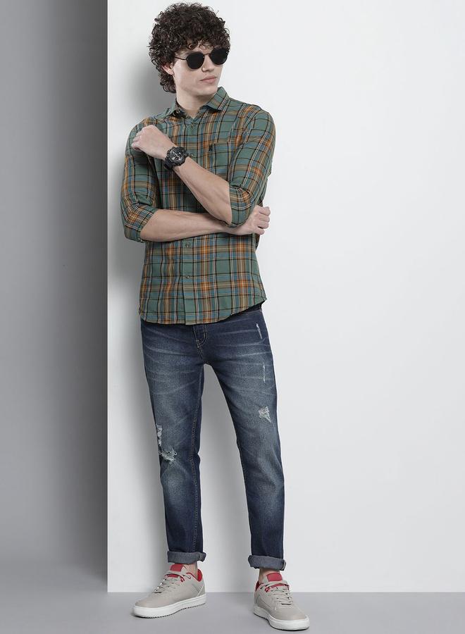 The Indian Garage Co Green Checked Regular Fit Shirt - Image 4