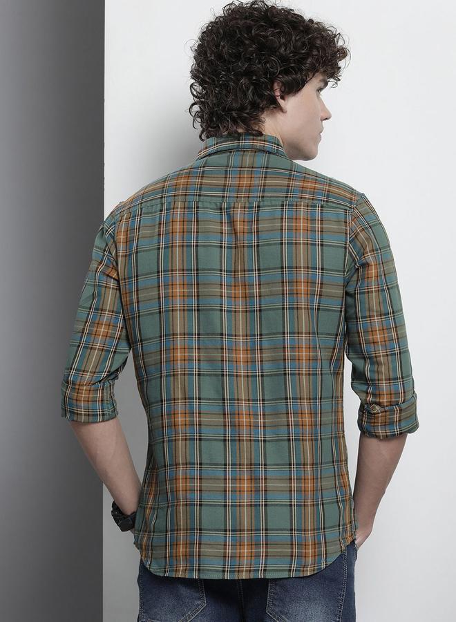 The Indian Garage Co Green Checked Regular Fit Shirt - Image 3
