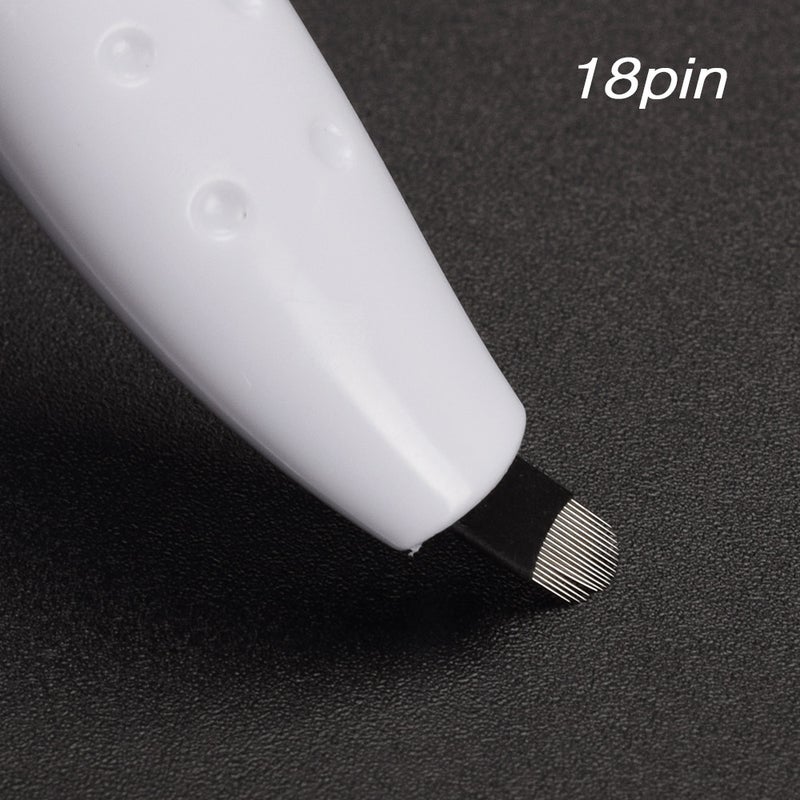 10pcs Eyebrow Tattoo Pens Tattoo Needles Microblading Pen Disposable Eyebrow Pen with 18U Microblading Needles Manual Tattoo Supplies Permanent Makeup Needles for Eyebrow & Lips - Image 5