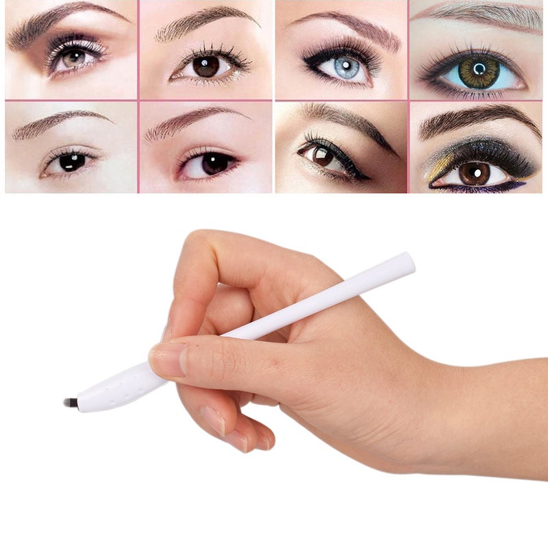 10pcs Eyebrow Tattoo Pens Tattoo Needles Microblading Pen Disposable Eyebrow Pen with 18U Microblading Needles Manual Tattoo Supplies Permanent Makeup Needles for Eyebrow & Lips - Image 4