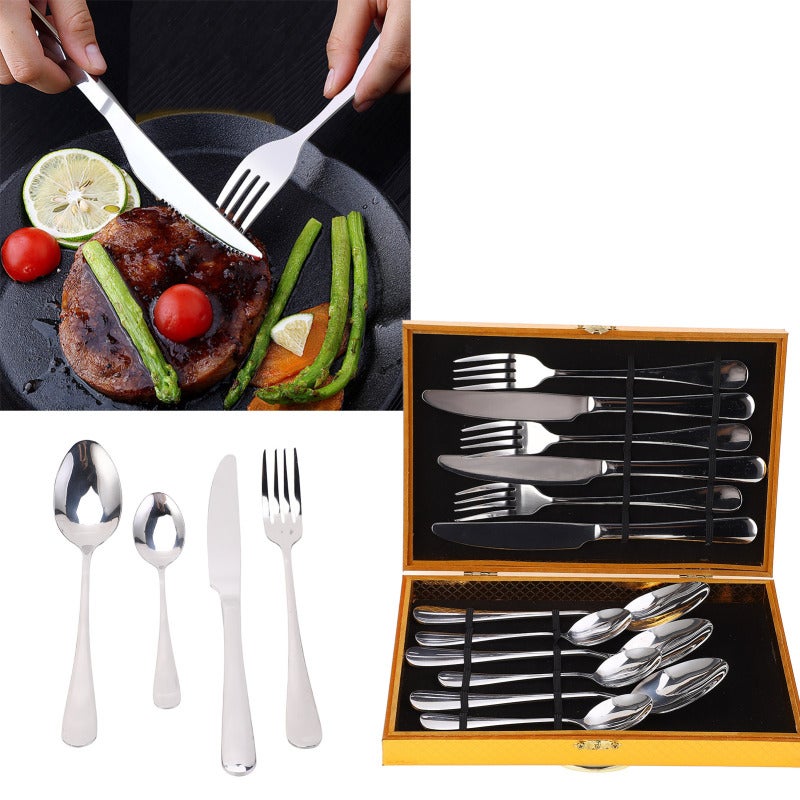304 Stainless Steel Cutlery Set: Frosted Handle, Smooth Burr-Free Edges - Dishwasher Safe Dinnerware Set for Home Kitchen, Hotel Restaurant, Daily Use & Gift-Giving - Image 5