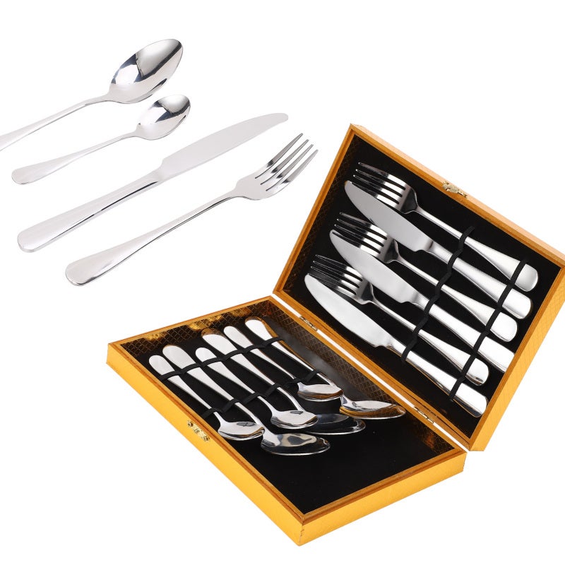 304 Stainless Steel Cutlery Set: Frosted Handle, Smooth Burr-Free Edges - Dishwasher Safe Dinnerware Set for Home Kitchen, Hotel Restaurant, Daily Use & Gift-Giving - Image 1