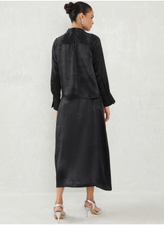 Femmella Self Design Satin Top and Skirt Co-Ords by Styli  - Image 2