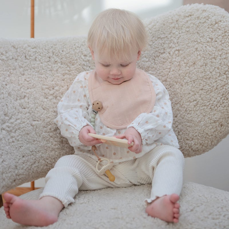 mushie Muslin Baby Bib | Soft Cotton for Infant Drips, Drools & Feedings | Adjustable Fit | 2 Pack (Blush/Pink Floral) - Image 3