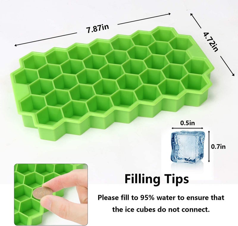 AKRIZA Flexible Silicone Honeycomb 37 Cavity Ice Cube Tray with Plastic Lid (3) - Image 2