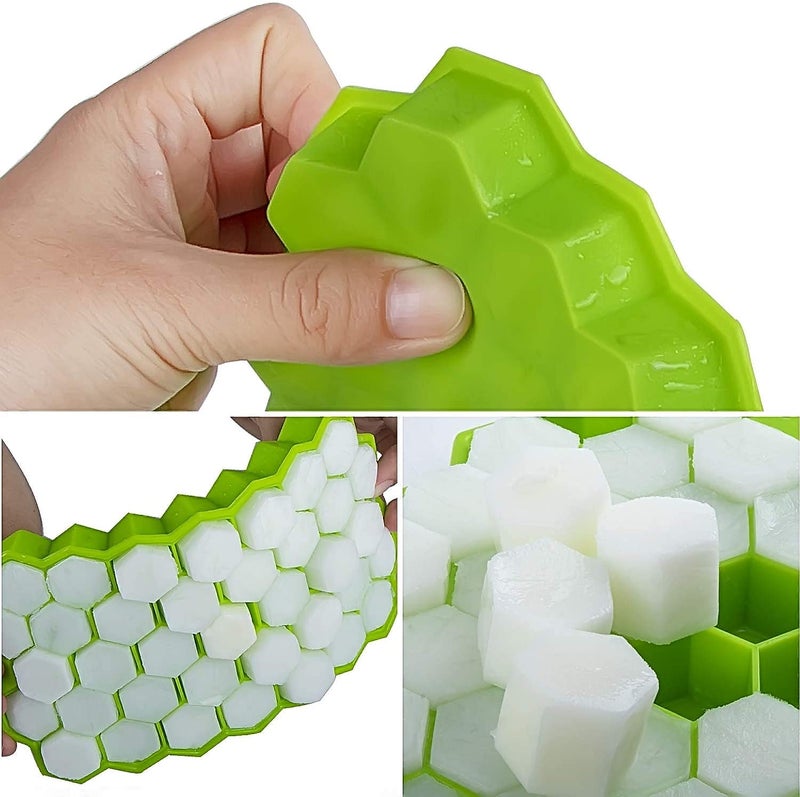 AKRIZA Flexible Silicone Honeycomb 37 Cavity Ice Cube Tray with Plastic Lid (3) - Image 3
