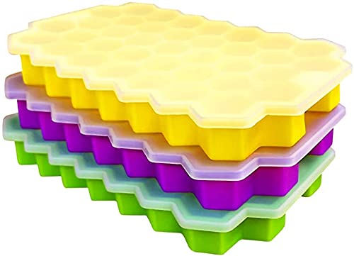 AKRIZA Flexible Silicone Honeycomb 37 Cavity Ice Cube Tray with Plastic Lid (3) - Image 1