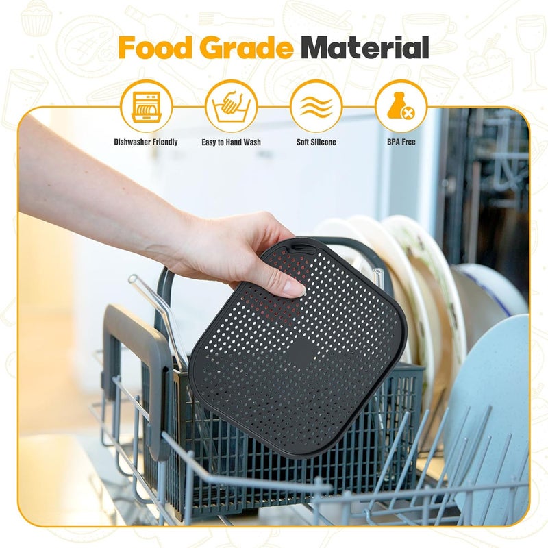 Amoner 2 PCS Silicon Splatter Shield for Ninja Crispi Air Fryer Heat-Resistant Splash Guard,for Ninja Crispi Accessories,Crisp Containers,Crispy Replacement Parts Protects Kitchen from Oil– Black - Image 4