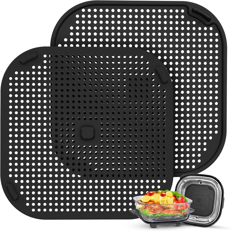 Amoner 2 PCS Silicon Splatter Shield for Ninja Crispi Air Fryer Heat-Resistant Splash Guard,for Ninja Crispi Accessories,Crisp Containers,Crispy Replacement Parts Protects Kitchen from Oil– Black - Image 1