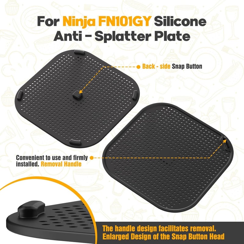 Amoner 2 PCS Silicon Splatter Shield for Ninja Crispi Air Fryer Heat-Resistant Splash Guard,for Ninja Crispi Accessories,Crisp Containers,Crispy Replacement Parts Protects Kitchen from Oil– Black - Image 5