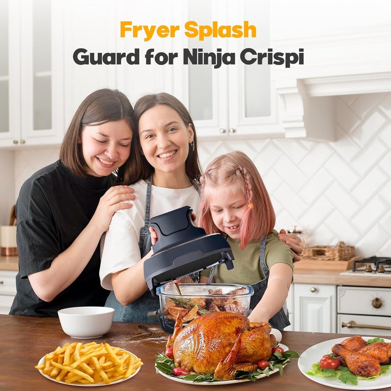 Amoner 2 PCS Silicon Splatter Shield for Ninja Crispi Air Fryer Heat-Resistant Splash Guard,for Ninja Crispi Accessories,Crisp Containers,Crispy Replacement Parts Protects Kitchen from Oil– Black - Image 2