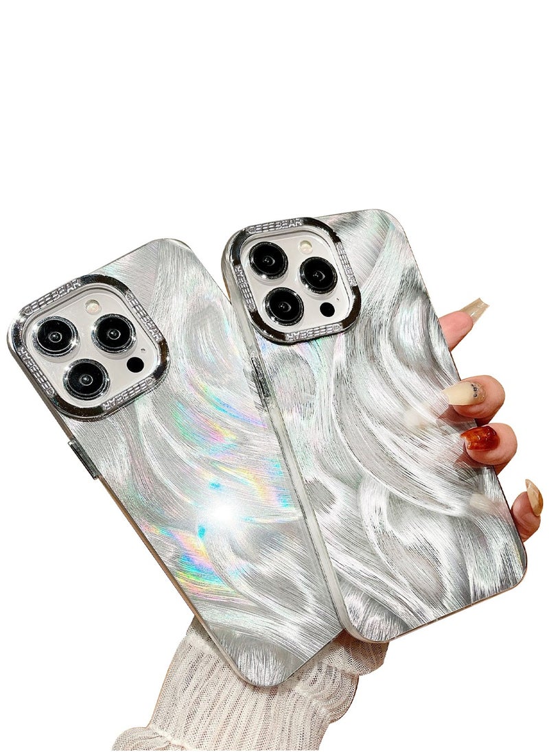 CaseNeo iPhone 15 Pro Max Case Cover  Accessories,Silver Feather Design Phone Case,Non-Slip Shockproof Protective Anti-Yellowing Back Cover Protection Laser Colorful Phone Case for iPhone 15 Pro Max  - Image 3