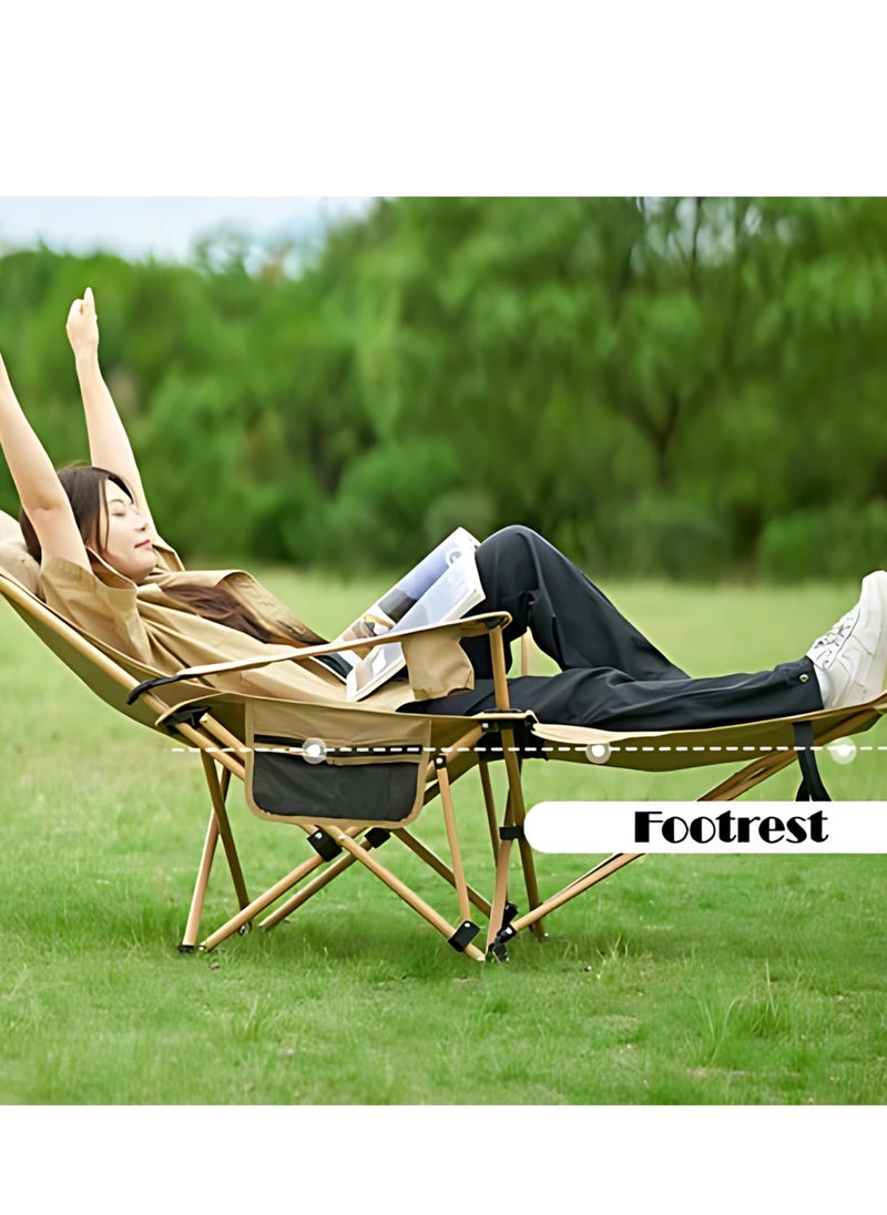 Manful Deluxe Reclining Camping Chair with Footrest and Cup Holder  - Image 3