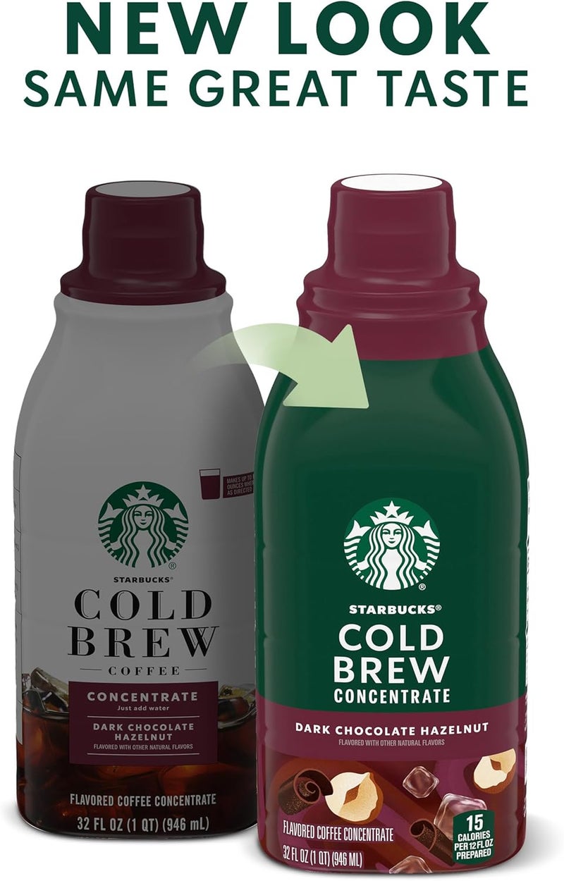 Starbucks تركيز قهوة ستاربكس الباردة - نكهة الشوكولاتة الداكنة والبندق، زجاجة متعددة الاستخدامات سعة 32 أونصة سائلة - Image 3