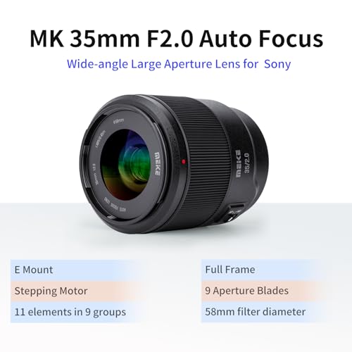 Meike ميك 35 مم F2.0 إطار كامل AF STM (محرك خطوة) عدسة واسعة الزاوية تركيز تلقائي ثابتة للصور الشخصية لعدسات سوني E ماونت لكاميرات ميرورليس A9 A9II A7III A7II A7RII A7 A7R3 A7R4 A7IV A7C A7CII A7SIII - Image 3