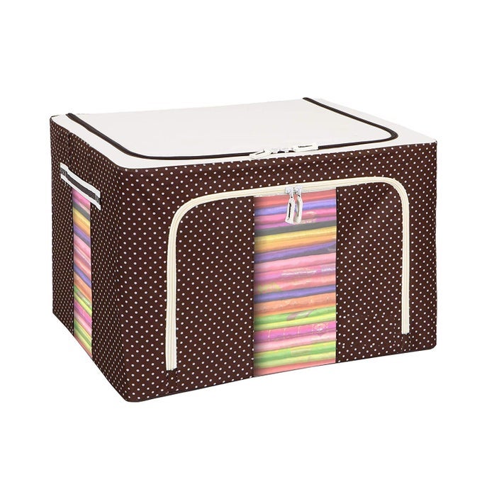 STEEL FRAME DOUBLE OPENING ZIPPED STORAGE ORGANISER BAG WITH WINDOW FOLDING BAG UNDER BED CLOSET WARDROBE BOXMUTICOLORDESIGNS 24 LTR