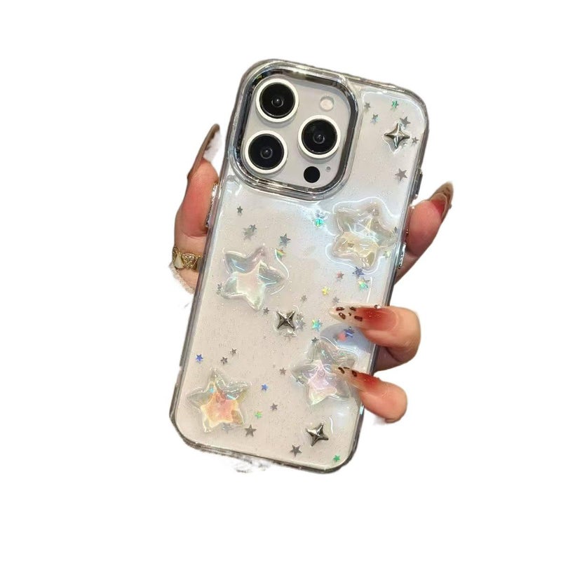 غطاء واقي | نقشة نجوم | تشطيب راتنج | لـ iPhone 13 | Laser - Image 1
