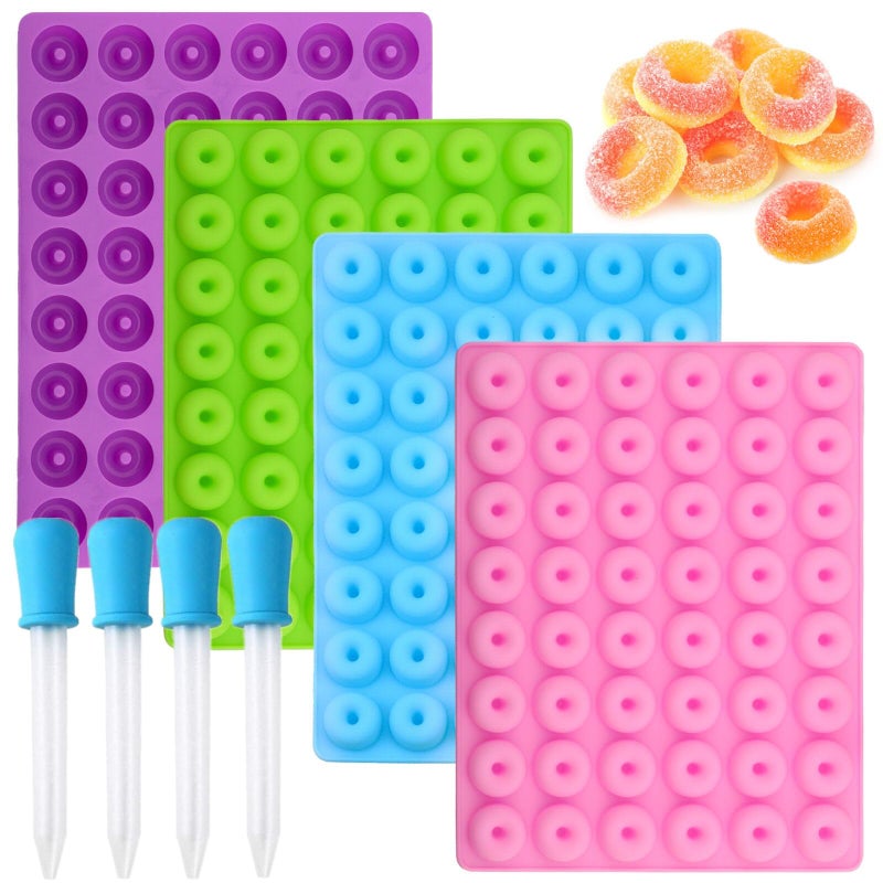 JOERSH JOERSH Gummy Donut Candy Molds Mini Size Round Silicone Molds for Hard Candy Gummy Caramels Chocolate Fondant Fruit Loop Cereal 192 Cavity 
