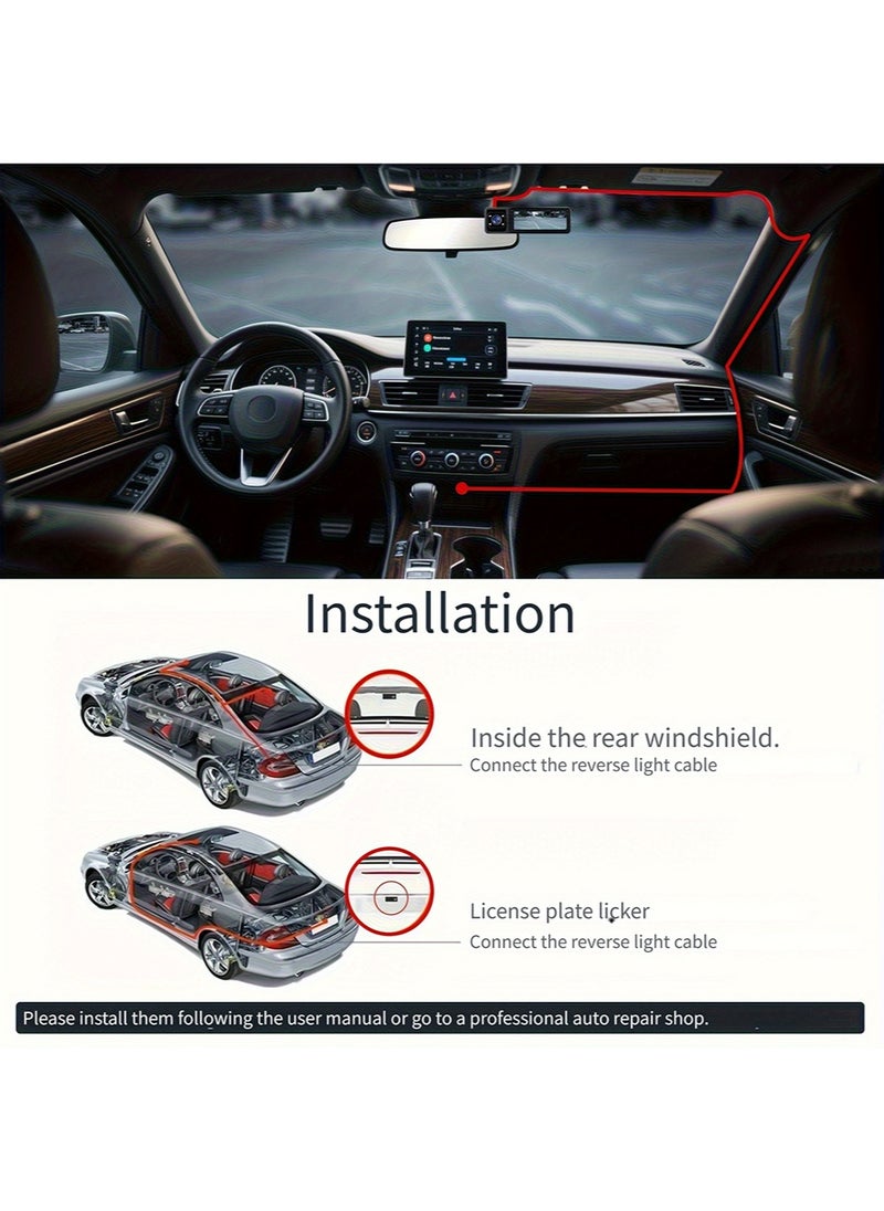 4K Dash Cam for Cars Front and Rear Dual Lens Front 4K Rear Lens 1080P Built-In WiFi G-Sensor With GPS Car DVR Video Recorder 24H Parking Mode with 64G Card  ﻿