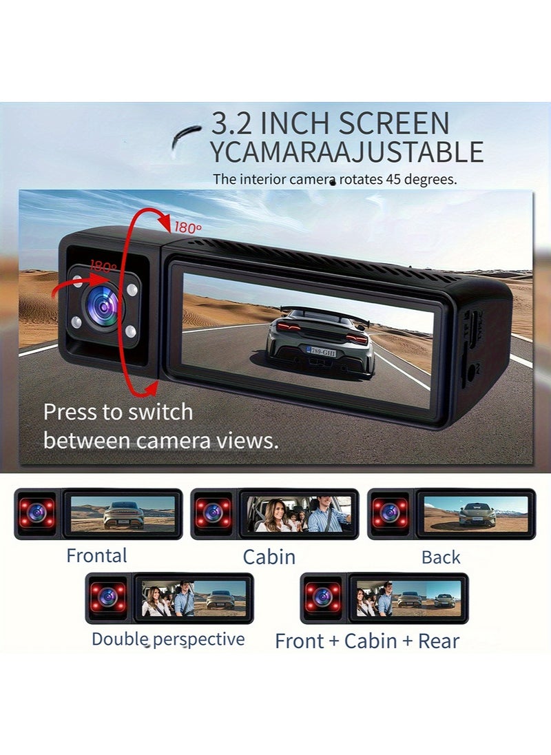 4K Dash Cam for Cars Front and Rear Dual Lens Front 4K Rear Lens 1080P Built-In WiFi G-Sensor With GPS Car DVR Video Recorder 24H Parking Mode with 64G Card  ﻿