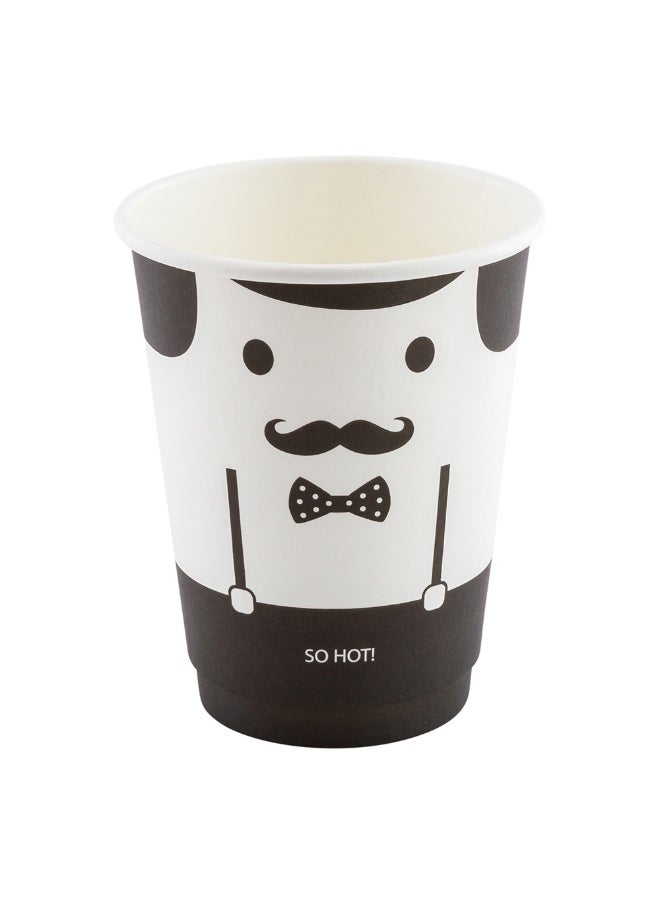 Restaurantware Restaurantware 12-Ounce Disposable Cups, Pack of 500 Double Wall Hot Cups – Lids Sold Separately, Featuring a Monsieur Print with Black Paper Insulation, Ideal for Serving Tea, Coffee, and More  - Image 1