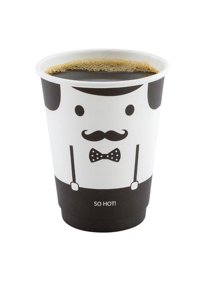 Restaurantware Restaurantware 12-Ounce Disposable Cups, Pack of 500 Double Wall Hot Cups – Lids Sold Separately, Featuring a Monsieur Print with Black Paper Insulation, Ideal for Serving Tea, Coffee, and More  - Image 2
