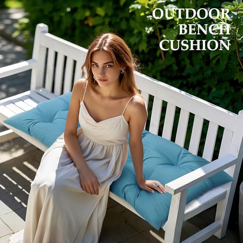Eoieov Outdoor Bench Cushion Waterproof Dark Grey Thicken Outdoor Seat Cushions for Garden Porch Sofa Settee Couch Patio Furniture Bench Pads with Ties,40"*20" - Image 4