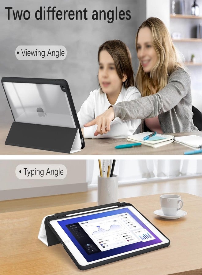 Xkladz جراب Xkladz لأجهزة iPad من الجيل التاسع/الثامن/السابع (2021/2020/2019) مقاس 10.2 بوصة، جراب مع حامل قلم، غطاء خلفي شفاف، تصميم أنيق وجذاب للنساء والفتيات، خاصية التشغيل/الإيقاف التلقائي، زهرة زرقاء - Image 4