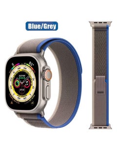 Apple Watch Alpine Loop Band 49mm/45mm/44mm Nylon Woven Sport Strap Compatible with iWatch Series Ultra2/Ultra/9/8/7/6/SE/SE2/5/4/3/2/1 Blue/ Grey