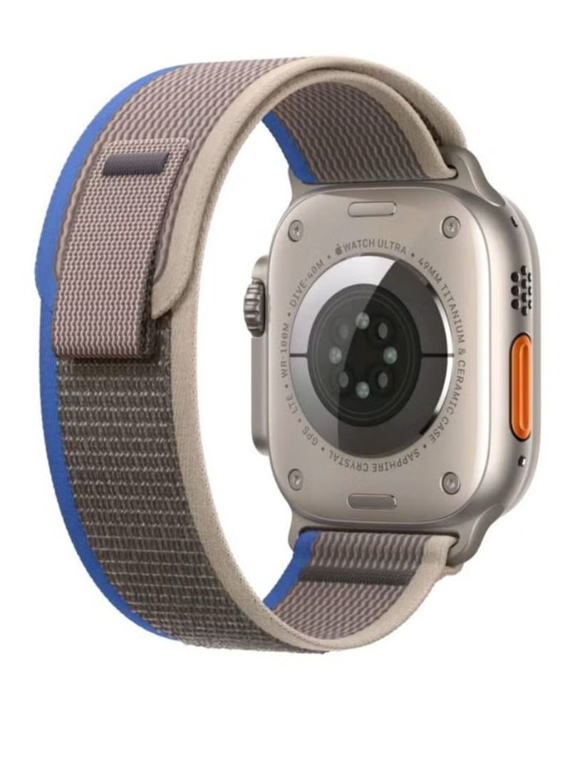 Generic - Apple Watch Alpine Loop Band 49mm/45mm/44mm Nylon Woven Sport Strap Compatible with iWatch Series Ultra2/Ultra/9/8/7/6/SE/SE2/5/4/3/2/1 Blue/ Grey - Image 1