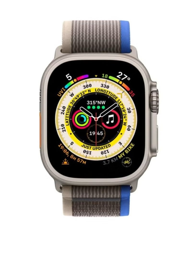 Generic - Apple Watch Alpine Loop Band 49mm/45mm/44mm Nylon Woven Sport Strap Compatible with iWatch Series Ultra2/Ultra/9/8/7/6/SE/SE2/5/4/3/2/1 Blue/ Grey - Image 1