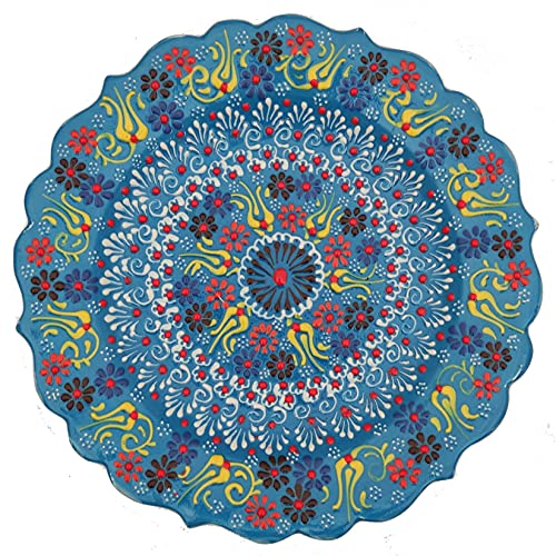 Ayennur Turkish Decorative Handmade Ceramic Plate 9.85"(25cm) Ornament for Home & Office Wall Hanging Decor (Blue) - Image 1