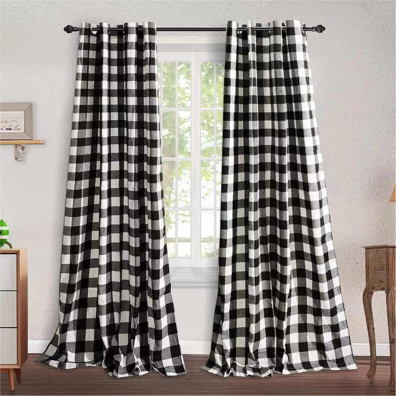 WOSIBO 2 Pack Buffalo Check Plaid Window Curtain Panels 5284 for Living Room Bedroom Farmhouse Courtyard Style Grommet Treatment Curtains Home Dcor 52 Inch by 84 Inch White and Black