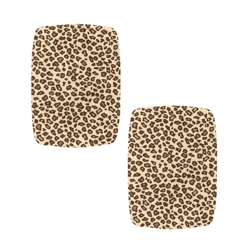 Luarisgur Bar Stool Rectangle Seat Covers Brown Leopard Print Bar Stool Chair Cover Set of 2 Stretch Stool Covers Rectangular Washable Soft Stool Slipcover Bar Chair Cover with Elastic Band - Image 2