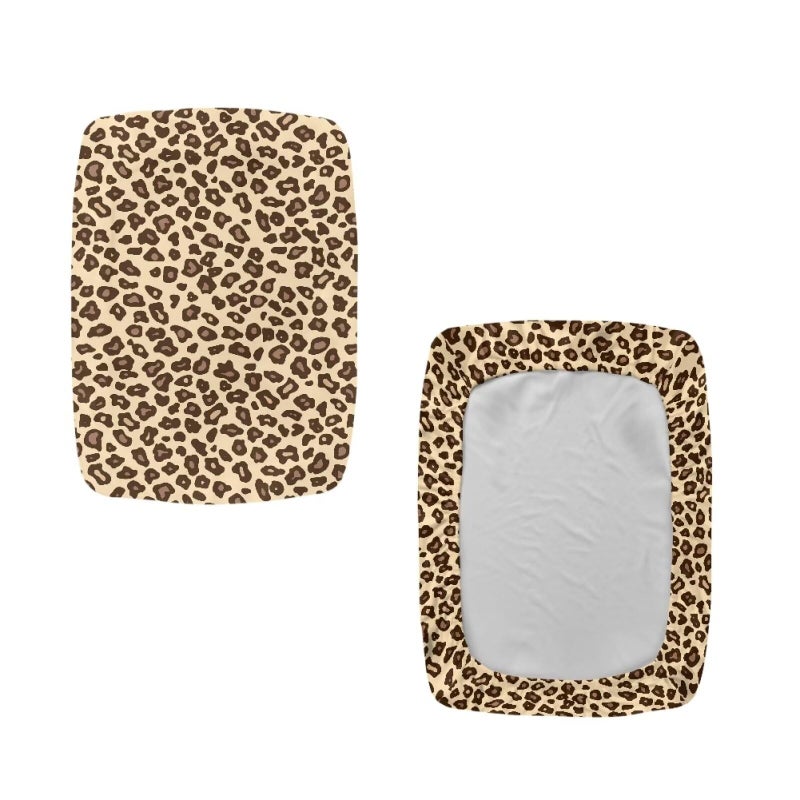 Luarisgur Bar Stool Rectangle Seat Covers Brown Leopard Print Bar Stool Chair Cover Set of 2 Stretch Stool Covers Rectangular Washable Soft Stool Slipcover Bar Chair Cover with Elastic Band - Image 3