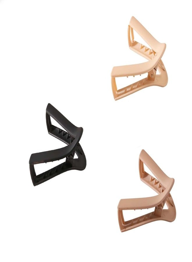 KLIVE Hair Clips for Thick Hair Women Girls, V Shaped Claw Clips Non Slip Grip, Hair Styling Accessories for Daily Use, Hair Pins for Long Curly Hair, Hair Tools, 3 PCS(Black) - Image 1